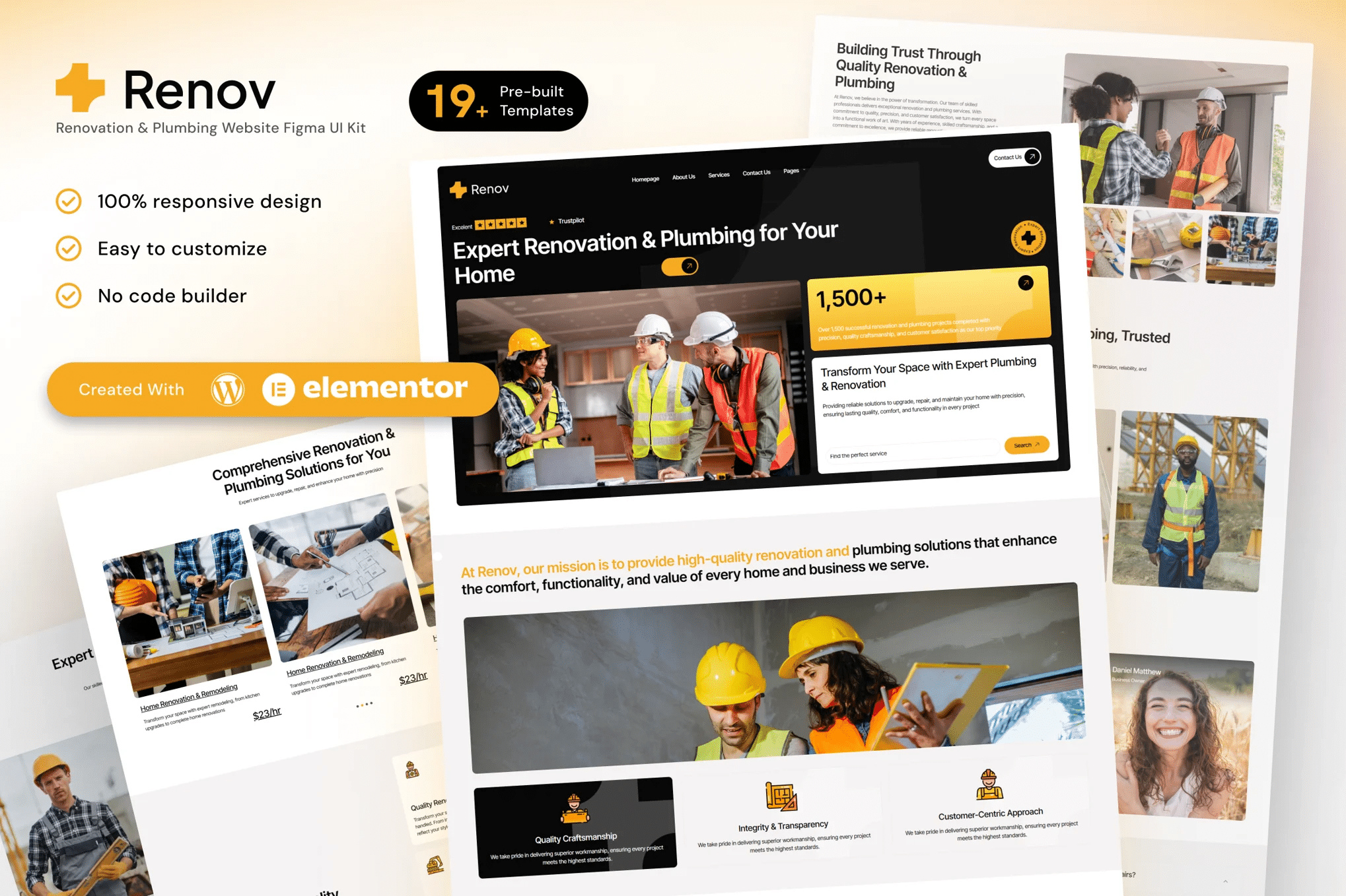 Renov - Kit de modelos Elementor de renovação e encanamento para empreiteiros e serviços domésticos