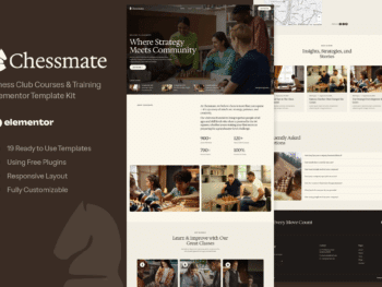 Chessmate - Kit de Templates e Training Elementor para clubes de xadrez