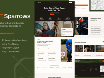 Sparrows - Kit de modelos Elementor para clubes e cursos de tiro com arco