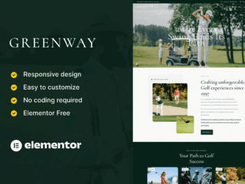 GreenWay - Kit de modelos Elementor para clubes e campos de golfe