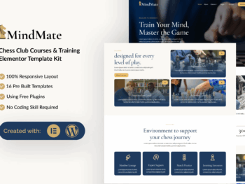 Mindmate - Kits de Templates Elementor para cursos e treinamentos para clubes de xadrez