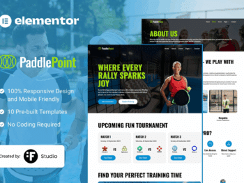 PaddlePoint — Kit de modelos Paddle Gear & Court Booking Elementor