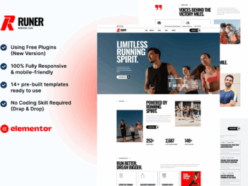 Runer - Kit de modelos Elementor para clubes de corrida, maratona e eventos esportivos