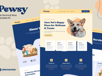 Pewsy - Kit de Templates Elementor para Pet Service & Store