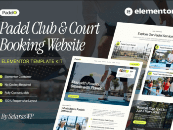 Padelo - Kit de modelos do Padel Club & Court Booking Elementor Pro