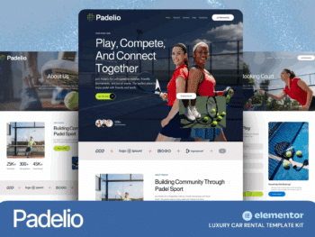 Padelio - Kit de modelos Elementor para clubes e tribunais de padel