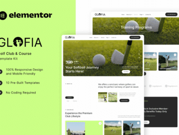 Glofia - Kit de modelos Elementor para clubes e campos de golfe
