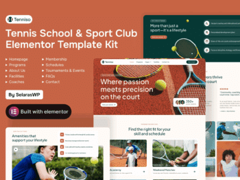 Tenniso - Kit de modelos Elementor Pro para escolas de tênis e clubes esportivos