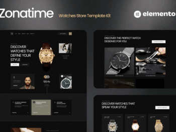 Zonatime - Kit de Templates Elementor para loja de relógios com tema escuro