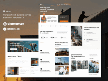 Bricko - Kit de Templates Elementor para serviços de construção e construção