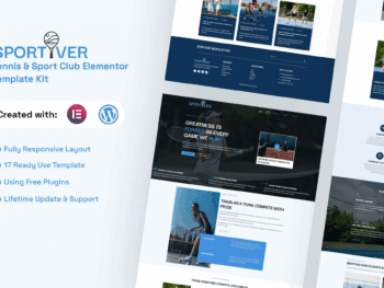 Sportiver - Kit de Templates Elementor para Tennis & Sport Club