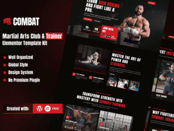 Combat - Kit de Modelos Elementor para Clube de Artes Marciais e Treinador