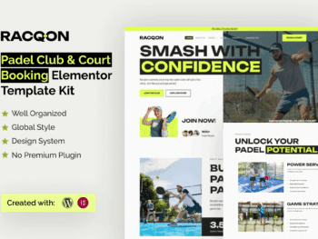 Racqon - Kit de modelos do Padel Club & Court Booking Elementor