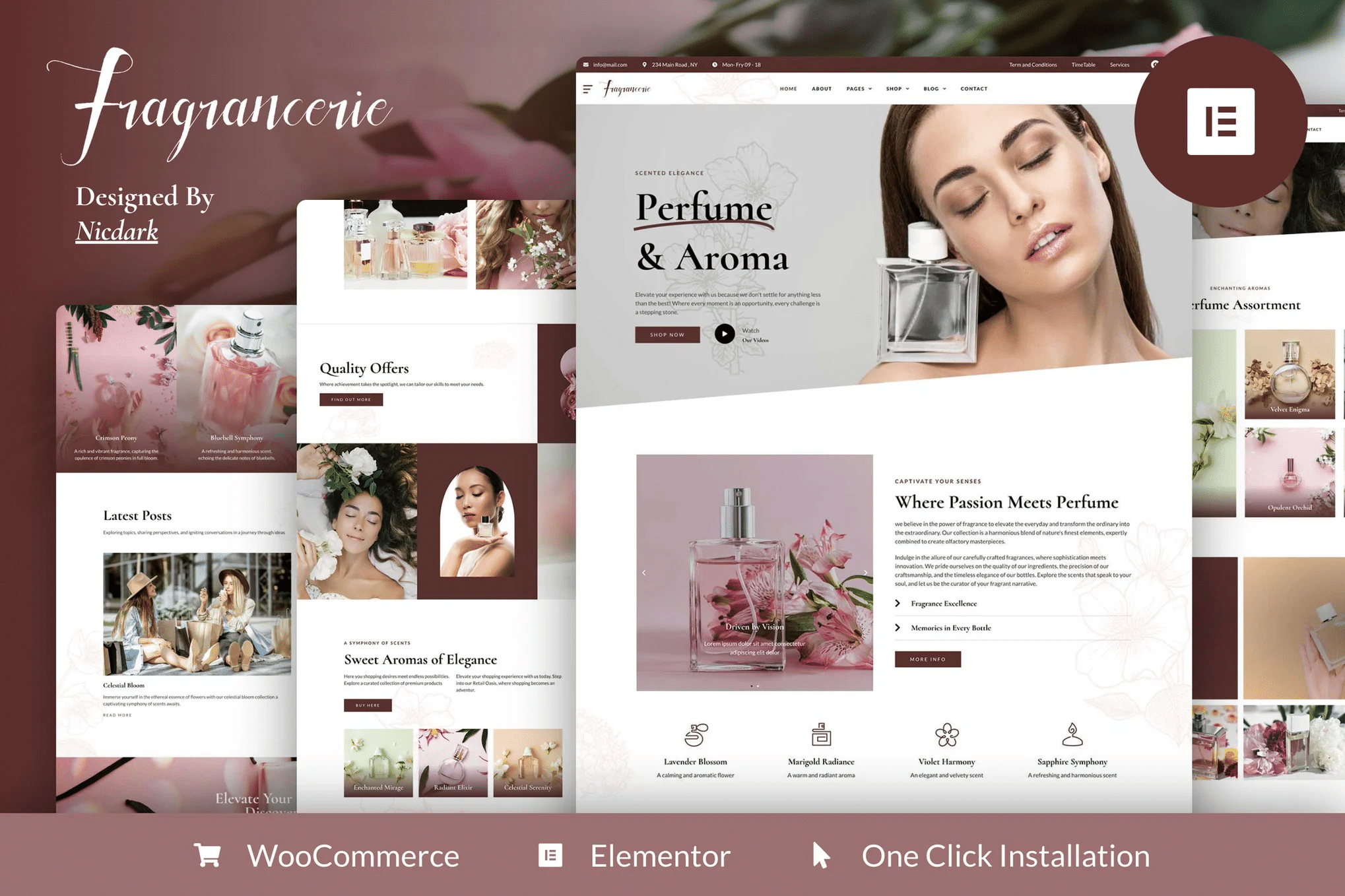 Fragrância - Kit de modelos Elementor Pro para loja de perfumes e cosméticos