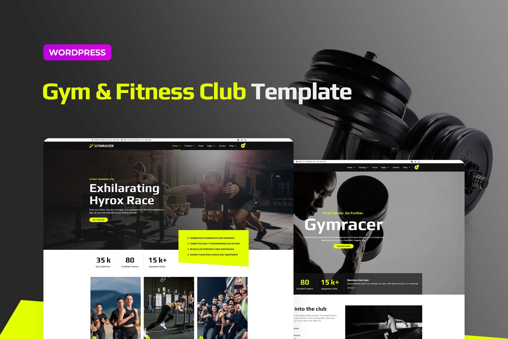 Gymracer — Kit de modelos Hyrox Gym Elementor Pro