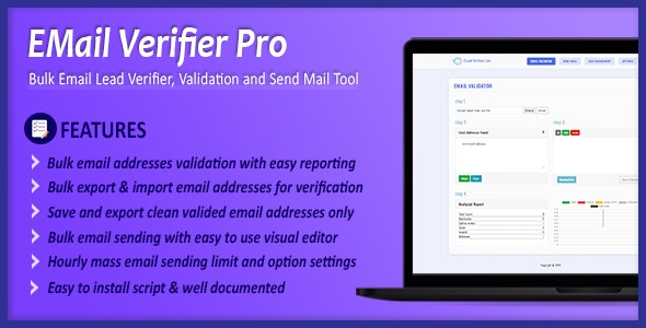 Email Verifier Pro - Ferramenta para Validação em Massa de Endereços de Email, Gerenciamento de Remetentes e Leads de Email