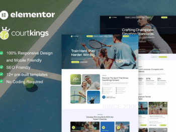 CourtKings - Kit de modelos Elementor Pro para escolas de tênis e clubes esportivos