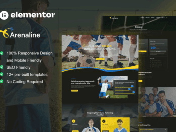 Arenaline - Kit de Templates Elementor para clubes de futebol e academias esportivas