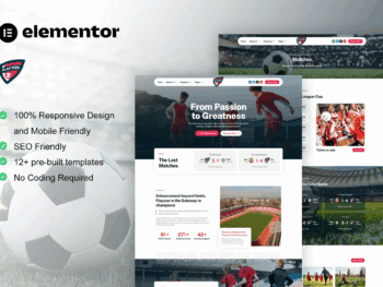 Playyon - Kit de modelos Elementor Pro para equipes de futebol e academia esportiva