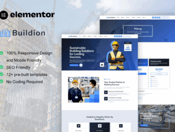 Buildion - Kit de modelos Elementor Pro para serviços de construção e construção