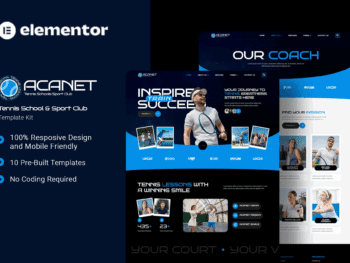 Acanet - Kit de modelos Elementor para escolas de tênis e clubes esportivos
