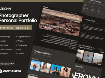 Aeronn - Kit de modelos Elementor Pro para fotógrafo de currículo pessoal