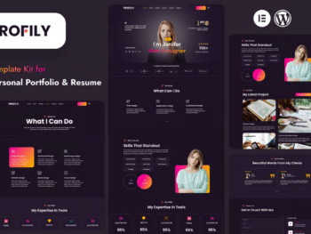 Profily - Portfólios pessoais e kit de modelos de currículo Elementor