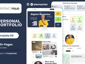 PotentFolio — Kit de Modelos Elementor de Portfólio para Profissionais de Marketing Digital