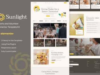 Sunlight - Kit de Templates Elementor para Caridade e Voluntariado