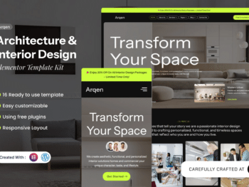 Arqen - Kit de Templates Elementor de Arquitetura e Design de Interiores