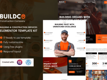 Buildco - Kit de modelos Elementor para serviços de construção e construção