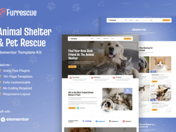 Furrescue - Kit Template Elementor para abrigo de animais e resgate de animais de estimação
