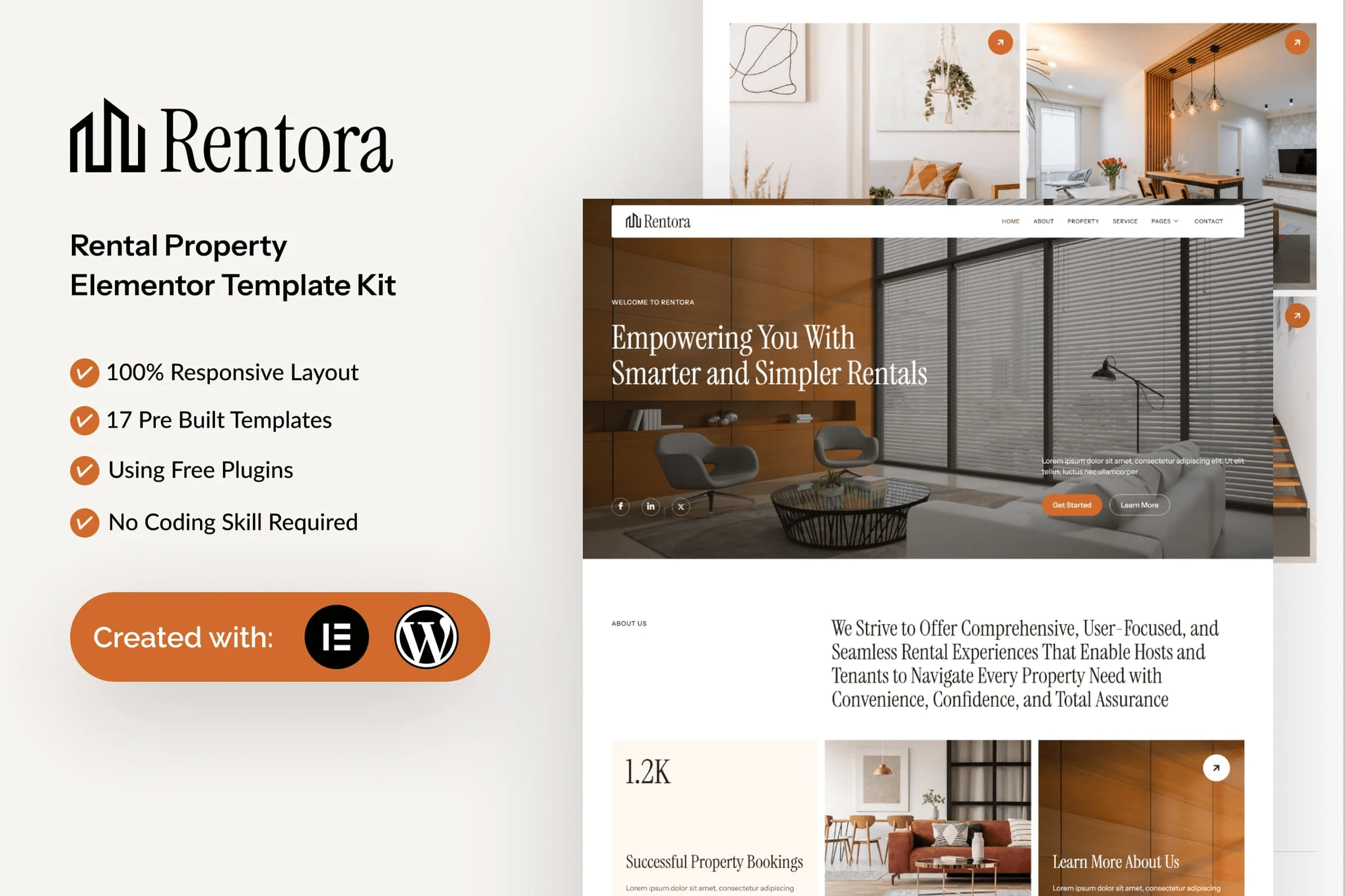 Rentora - Kit de modelos Elementor de imóveis para aluguel