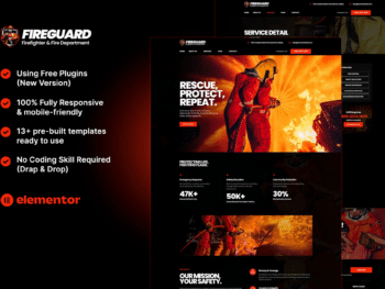 FireGuard - Kit de modelos Elementor para bombeiros e bombeiros