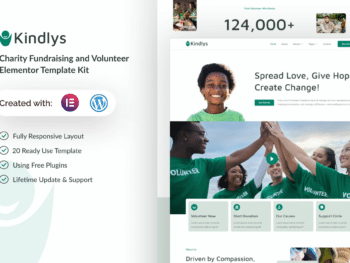 Kindlys - Kit de modelos Elementor para arrecadação de fundos para instituições beneficentes e voluntários