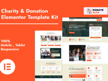 DonateAlfa - Kit de modelos Elementor Pro para caridade e doações