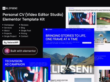 KlipseNi - Kit de Templates Elementor para Editor de Vídeo CV Pessoal