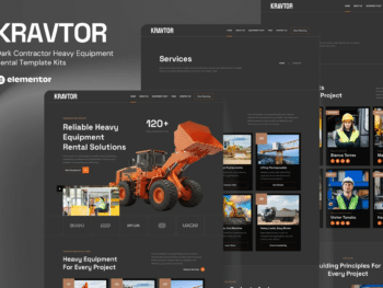 Kravtor - Kit de modelos Elementor para sites de aluguel de equipamentos pesados para empreiteiros