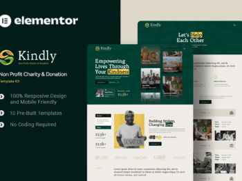 Kindly - Kit de modelos Elementor para instituições de caridade e doações sem fins lucrativos