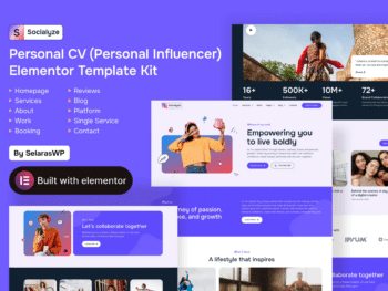 Socialyze - Kit de modelos Elementor Pro para influenciadores de currículos pessoais