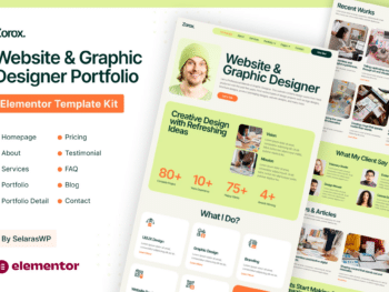 Zorox - Kit de Templates Elementor Pro de Portfólio de Sites e Designer Gráfico