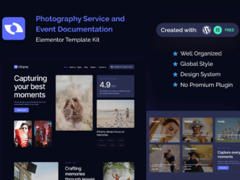 Inframe - Kit de modelos Elementor para serviços fotográficos e documentação de eventos