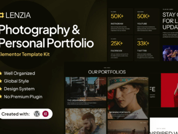 Lenzia - Kit de Templates Elementor para Fotografia e Portfólio Pessoal