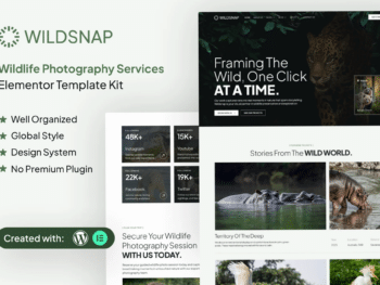 Wildsnap - Kit de modelos Elementor para serviços de fotografia de vida selvagem