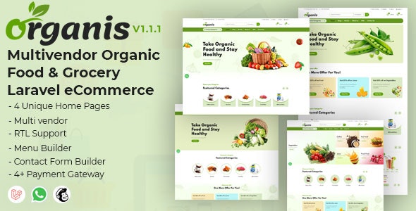 Organis - Comércio eletrônico Laravel de alimentos orgânicos e mercearia com múltiplos fornecedores