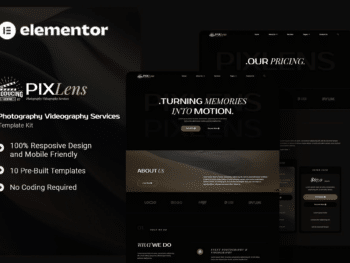 Pixlens - Kit de modelos Elementor para serviços de videografia fotográfica