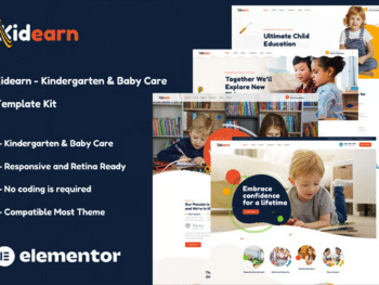 Kidearn - Kit de modelos Elementor para jardim de infância e cuidados com bebês