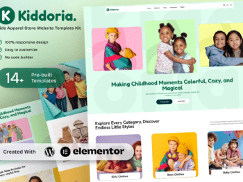 Kiddoria - Kit de Templates Elementor para loja de roupas infantis