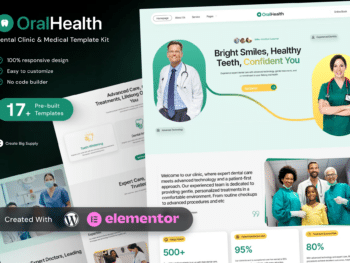 OralHealth - Kit de Modelos de Clínica Dentária e Medical Elementor para dentistas e profissionais de saúde