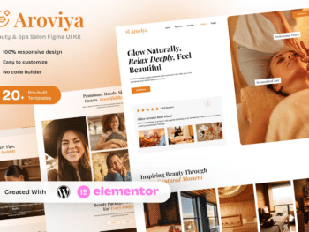 Aroviya - Kit Template Elementor de salão de beleza e spa para serviços de bem-estar e autocuidado